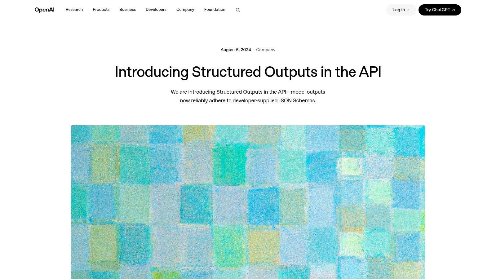 OpenAI Structured Outputs announcement page.